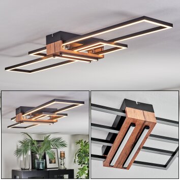 Macos Plafonnier LED Chrome, Couleur bois, Noir, 1 lumière