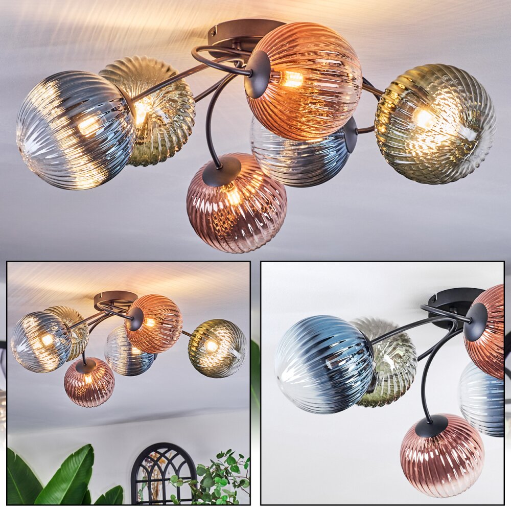 Chehalis Plafonnier, Boule lumineuse 64 cm Bleu, Vert, Clair, Cuivré, 6 lumières main product photo