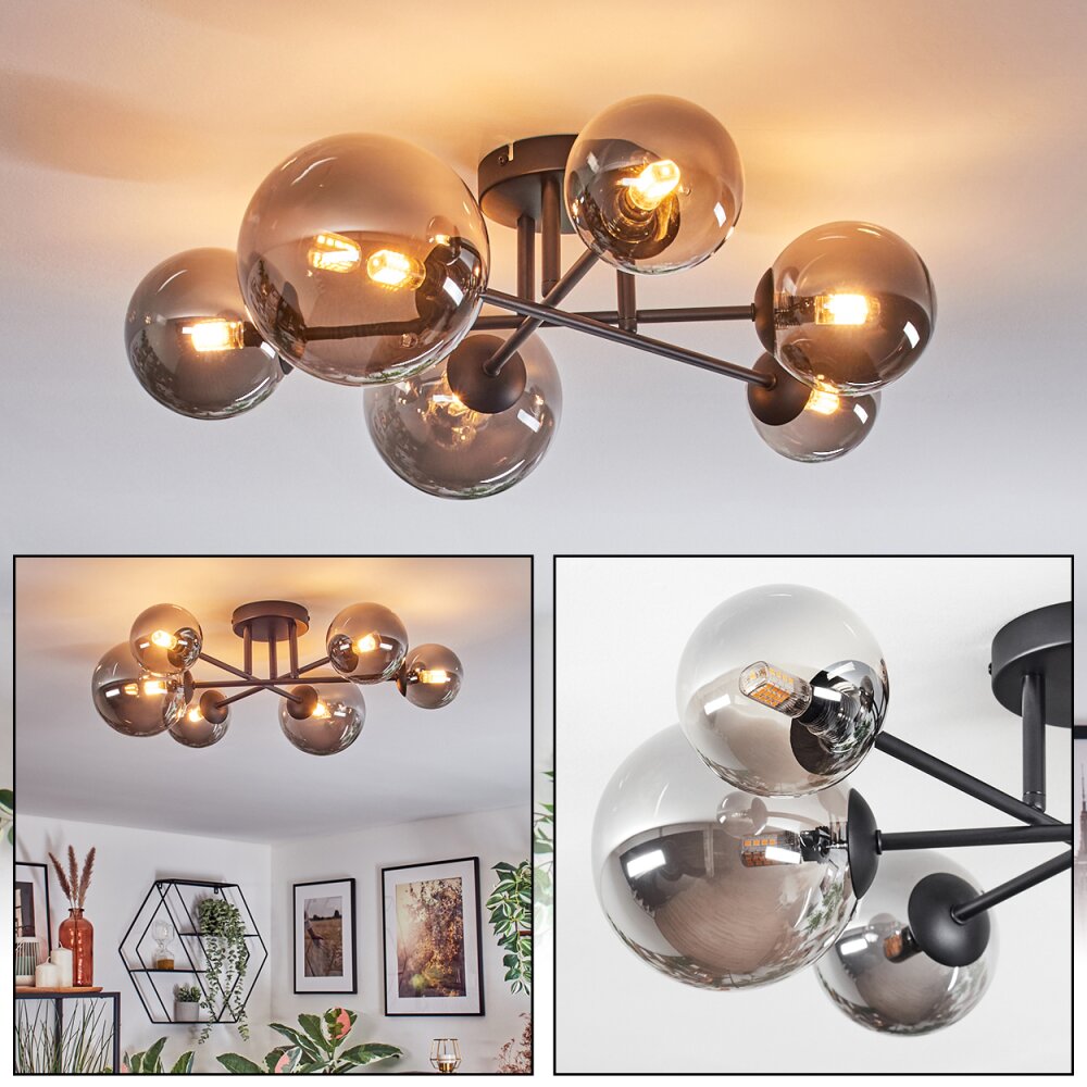 Chehalis Plafonnier, Boule lumineuse 20 cm Fumé, 6 lumières main product photo