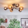 Chehalis Plafonnier, Boule lumineuse 55 cm Ambre, Fumé, 6 lumières