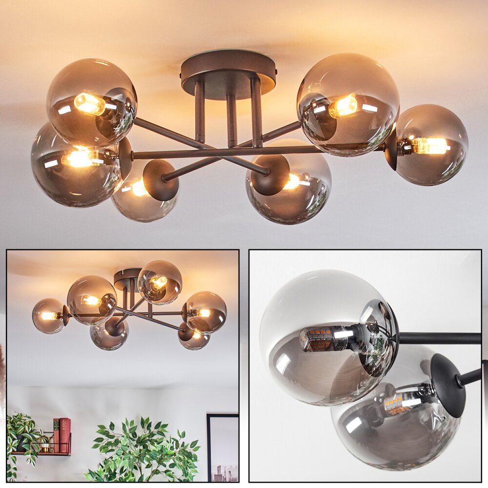 Chehalis Plafonnier, Boule lumineuse 18 cm Fumé, 6 lumières main product photo