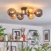 Chehalis Plafonnier, Boule lumineuse 62 cm Ambre, Fumé, 6 lumières