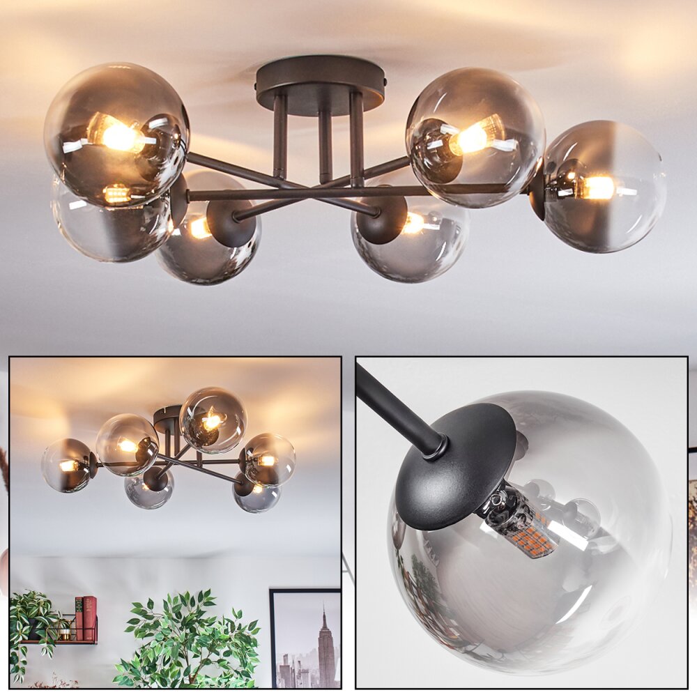 Chehalis Plafonnier, Boule lumineuse 18 cm Clair, Fumé, 6 lumières main product photo
