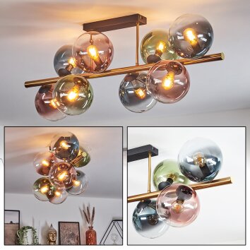 Gastor Plafonnier, Boule lumineuse Or, Noir, 8 lumières