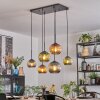 Koyoto Suspension, Boule lumineuse, Suspension Bleu, Vert, Cuivré, 6 lumières