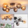 Chehalis Plafonnier, Boule lumineuse Ambre, Fumé, 6 lumières