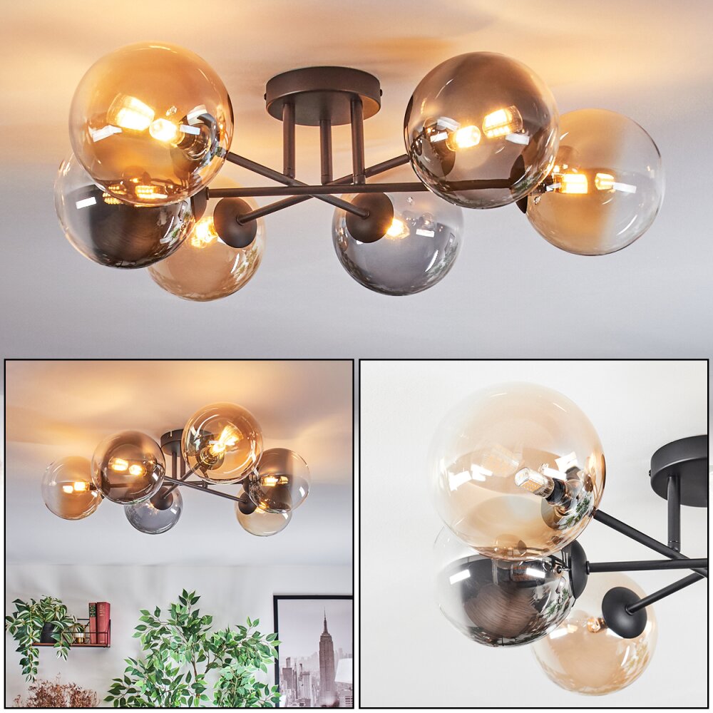 Chehalis Plafonnier, Boule lumineuse Ambre, Clair, Fumé, 6 lumières main product photo
