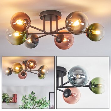 Chehalis Plafonnier, Boule lumineuse Bleu, Vert, Clair, Cuivré, 6 lumières Chehalis Plafonnier, Boule lumineuse Bleu, Vert, Clair, Cuivré, 6 lumières