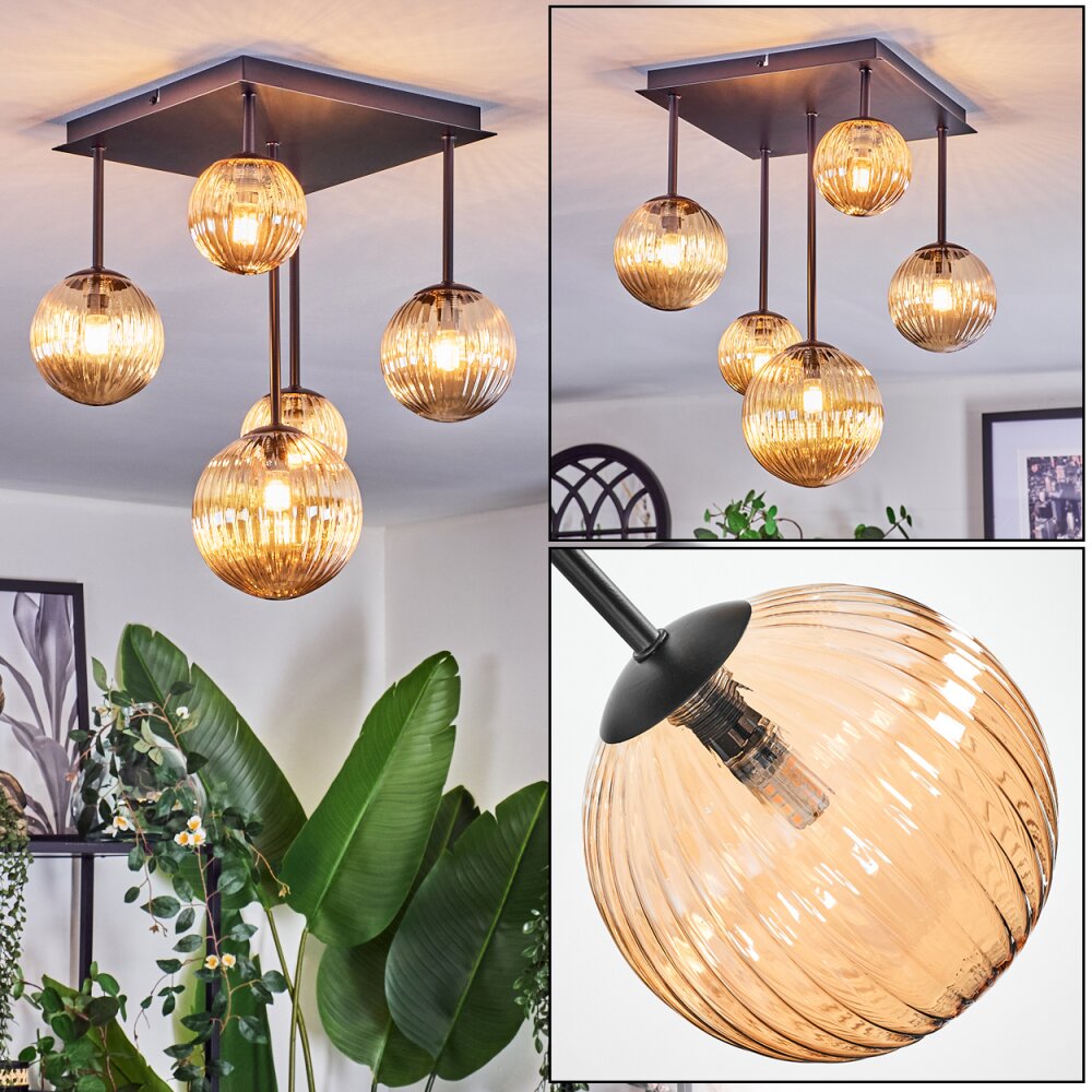 Chehalis Plafonnier, Boule lumineuse Ambre, 5 lumières main product photo