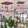 Chehalis Plafonnier, Boule lumineuse Ambre, Fumé, 5 lumières