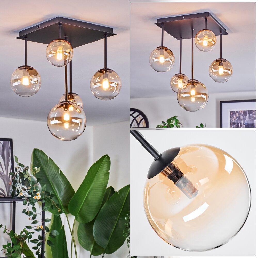 Chehalis Plafonnier, Boule lumineuse Ambre, Clair, 5 lumières main product photo