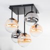 Chehalis Plafonnier, Boule lumineuse Ambre, Clair, Fumé, 5 lumières