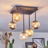 Chehalis Plafonnier, Boule lumineuse Ambre, Clair, Fumé, 5 lumières