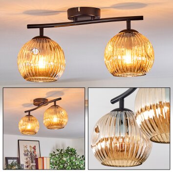 Gastor Plafonnier, Boule lumineuse Ambre, 2 lumières Gastor Plafonnier, Boule lumineuse Ambre, 2 lumières
