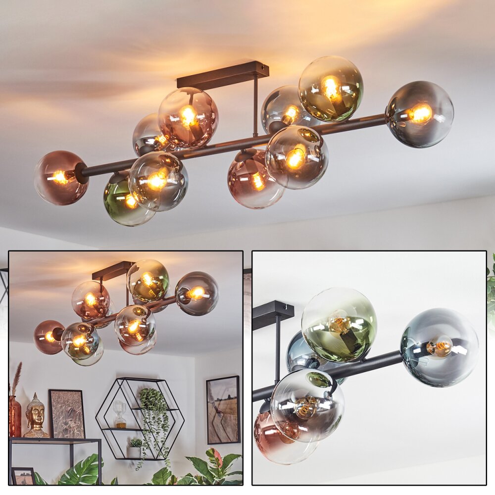 Gastor Plafonnier, Boule lumineuse Bleu, Chrome, Vert, Clair, Cuivré, Fumé, 10 lumières main product photo