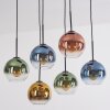 Koyoto Suspension, Boule lumineuse, Suspension Bleu, Or, Vert, Clair, Cuivré, 6 lumières