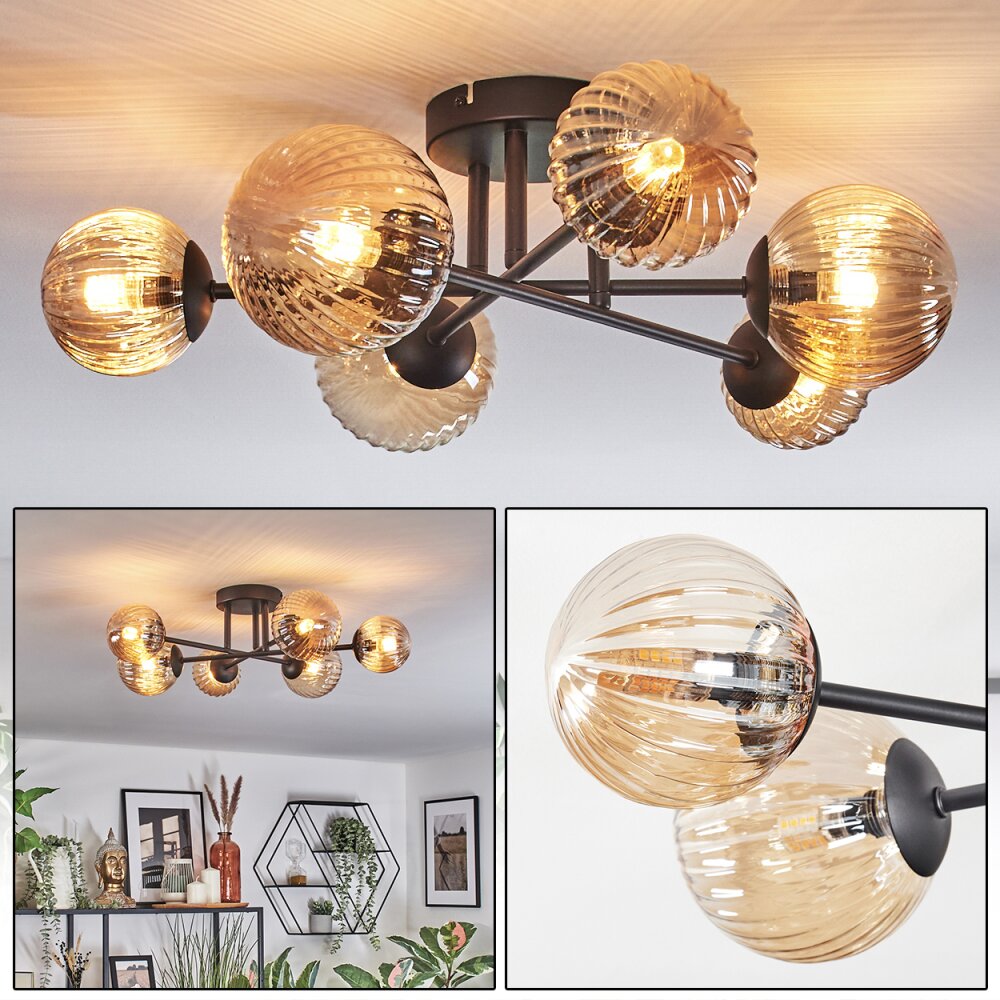 Chehalis Plafonnier, Boule lumineuse 55 cm Ambre, 6 lumières main product photo