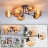Chehalis Plafonnier, Boule lumineuse 60 cm Ambre, 6 lumières