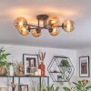 Chehalis Plafonnier, Boule lumineuse 55 cm Ambre, 6 lumières