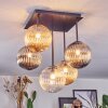 Chehalis Plafonnier, Boule lumineuse Ambre, Clair, Fumé, 5 lumières