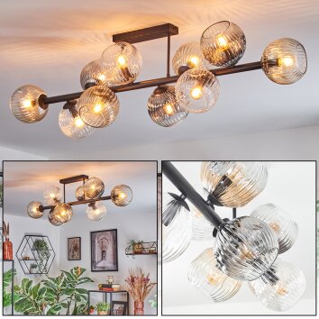 Ripoll Plafonnier, Boule lumineuse Ambre, Clair, Fumé, 10 lumières