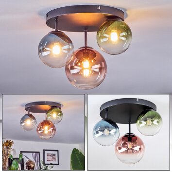 Chehalis Plafonnier, Boule lumineuse 30.5 cm Bleu, Vert, Clair, Cuivré, 3 lumières