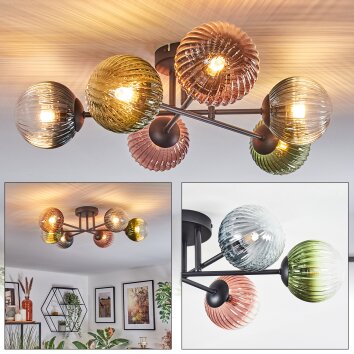 Chehalis Plafonnier, Boule lumineuse 55 cm Bleu, Vert, Clair, Cuivré, 6 lumières Chehalis Plafonnier, Boule lumineuse 55 cm Bleu, Vert, Clair, Cuivré, 6 lumières