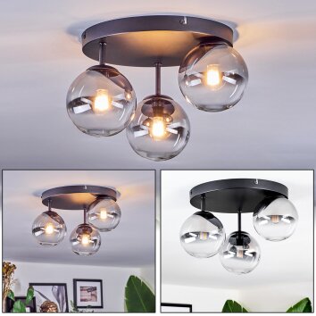 Chehalis Plafonnier, Boule lumineuse 30.5 cm Clair, Fumé, 3 lumières Chehalis Plafonnier, Boule lumineuse 30.5 cm Clair, Fumé, 3 lumières