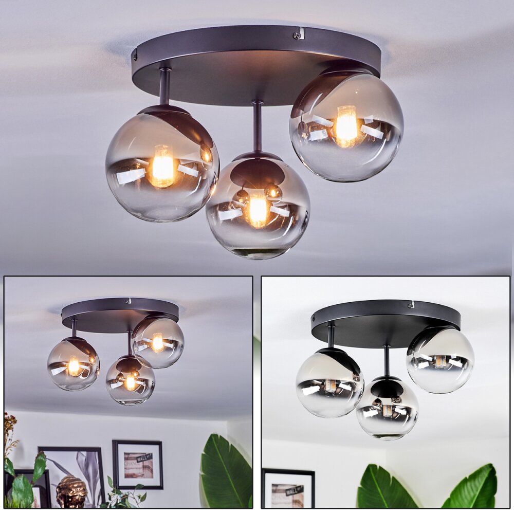 Chehalis Plafonnier, Boule lumineuse 30.5 cm Chrome, Clair, Fumé, 3 lumières main product photo