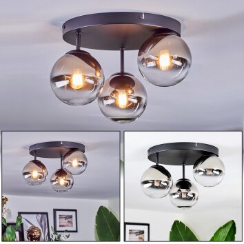 Chehalis Plafonnier, Boule lumineuse 30.5 cm Chrome, Clair, Fumé, 3 lumières Chehalis Plafonnier, Boule lumineuse 30.5 cm Chrome, Clair, Fumé, 3 lumières