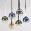 Koyoto Suspension, Boule lumineuse, Suspension Ambre, Bleu, Vert, Clair, Fumé, 6 lumières