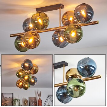 Koyoto Plafonnier, Boule lumineuse Or, Noir, 8 lumières