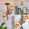 Koyoto Plafonnier, Boule lumineuse 31 cm Ambre, Chrome, Clair, Fumé, 4 lumières