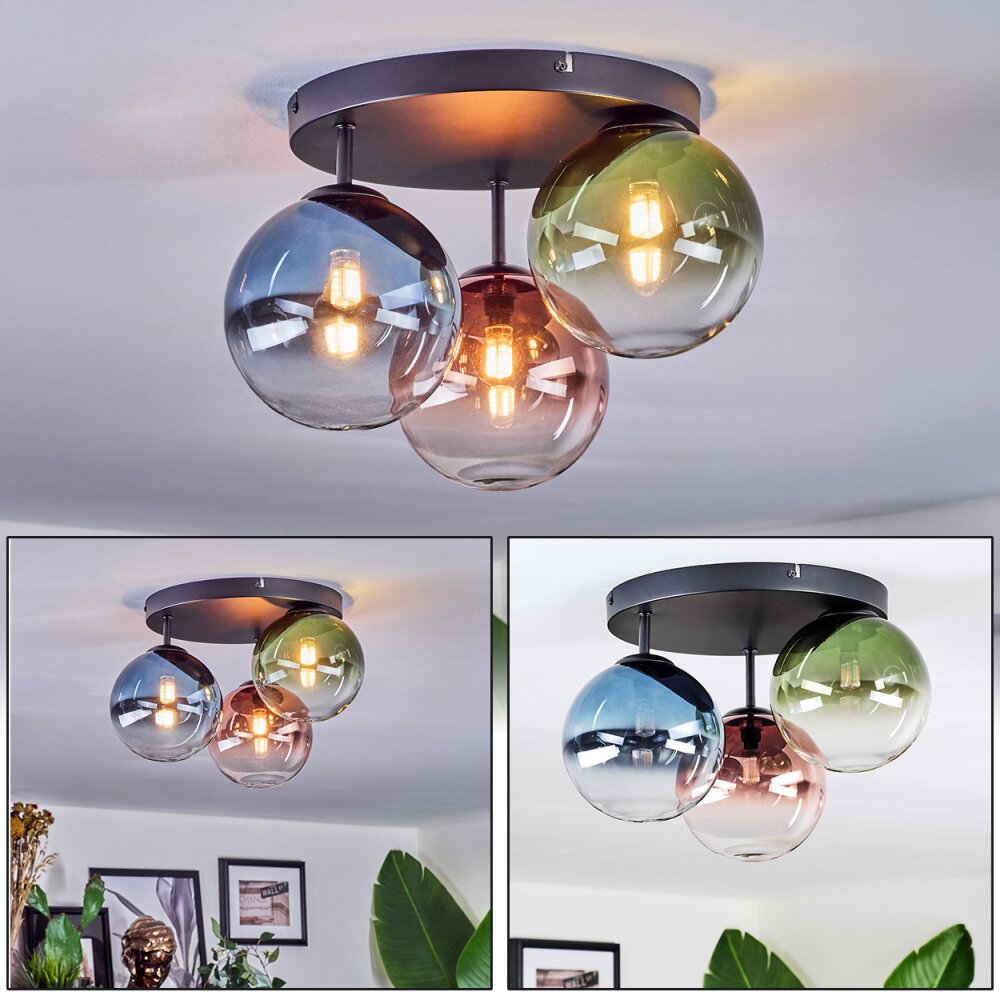 Chehalis Plafonnier, Boule lumineuse 33.5 cm Bleu, Vert, Clair, Cuivré, 3 lumières main product photo