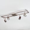 Danil Plafonnier, Spot de plafond LED Nickel mat, 4 lumières