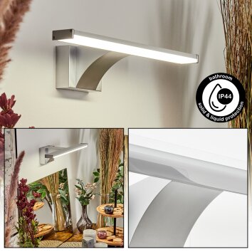 Zaire Lampe de miroir, Applique murale LED Chrome, Argenté, 1 lumière, Détecteur de mouvement