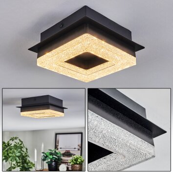 Walon Plafonnier LED Noir, 1 lumière