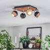 Haldor Plafonnier, Spot de plafond Chrome, Couleur bois, Noir, 4 lumières