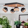 Haldor Plafonnier, Spot de plafond Chrome, Couleur bois, Noir, 4 lumières