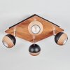 Haldor Plafonnier, Spot de plafond Chrome, Couleur bois, Noir, 4 lumières