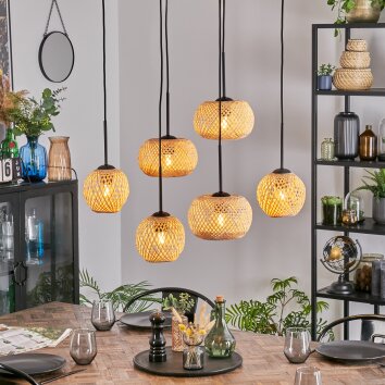 Bauro Suspension, Boule lumineuse, Suspension Écru, 6 lumières