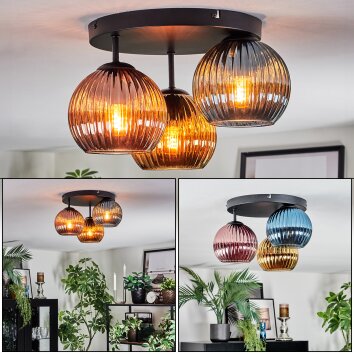 Koyoto Plafonnier, Boule lumineuse 30 cm Bleu, Or, Cuivré, 3 lumières