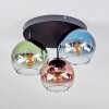 Koyoto Plafonnier, Boule lumineuse 30 cm Bleu, Vert, Clair, Cuivré, 3 lumières