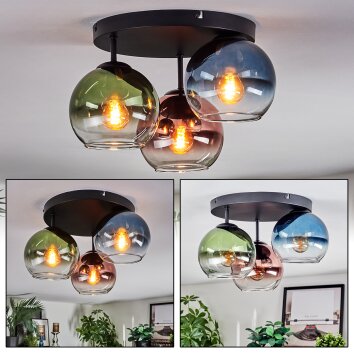 Koyoto Plafonnier, Boule lumineuse 30 cm Bleu, Vert, Clair, Cuivré, 3 lumières