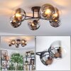Gastor Plafonnier, Boule lumineuse Chrome, Clair, Fumé, 6 lumières