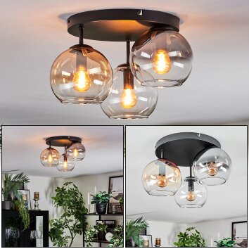 Koyoto Plafonnier, Boule lumineuse Ambre, Clair, Fumé, 3 lumières