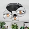 Koyoto Plafonnier, Boule lumineuse Chrome, Clair, Fumé, 3 lumières