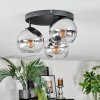 Koyoto Plafonnier, Boule lumineuse Chrome, Clair, Fumé, 3 lumières