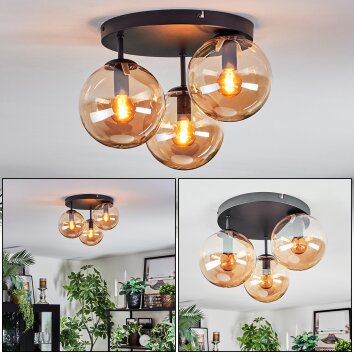 Gastor Plafonnier, Boule lumineuse Ambre, 3 lumières