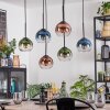 Koyoto Suspension, Boule lumineuse, Suspension Bleu, Vert, Clair, Cuivré, 6 lumières